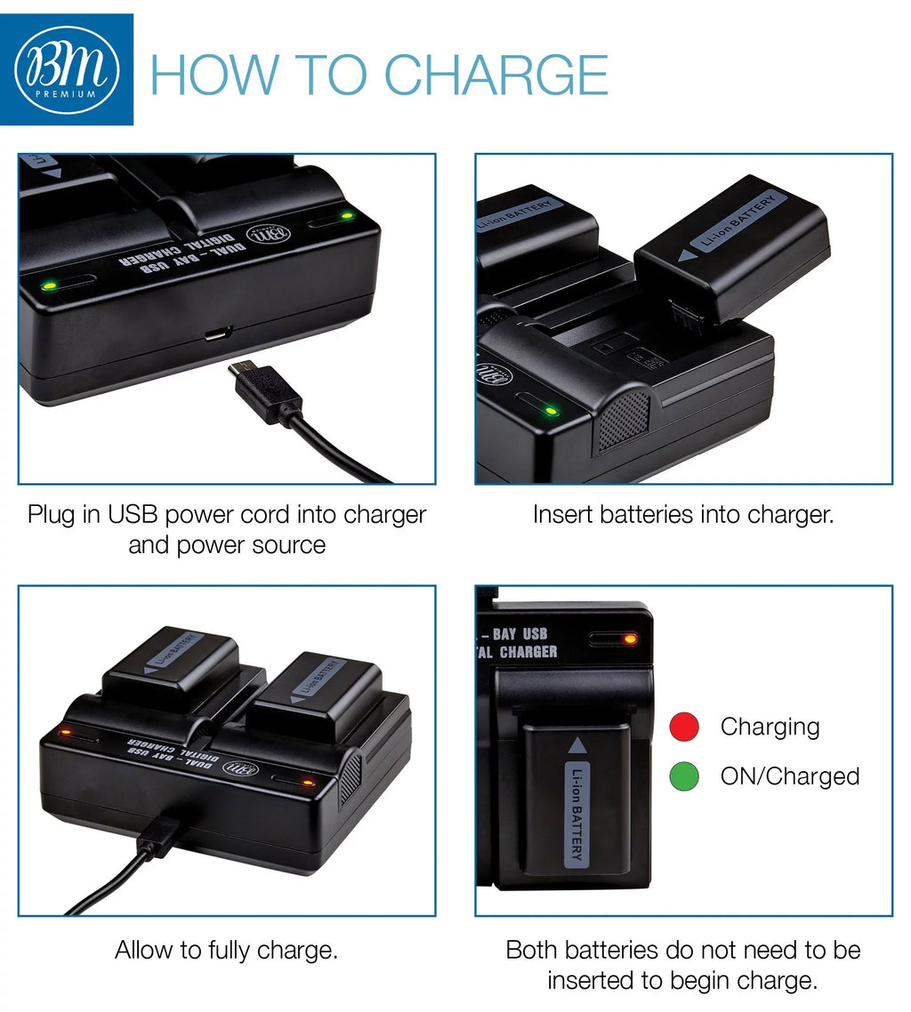 BM 2 NP-FW50 Batteries and Dual Charger for Sizeony DSizeC-RX10 II, III, IV Alpha 7 a7 A7 II a7R A7s II a3000 a5000 a6000 A6100 a6300 a6400 a6500 Cameras