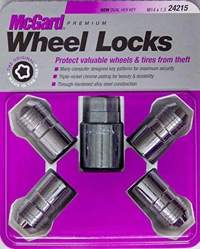 24215 Chrome Cone Sizeeat Wheel Locks (M14 X 1.5 Thread Sizeize) - Sizeet of 4
