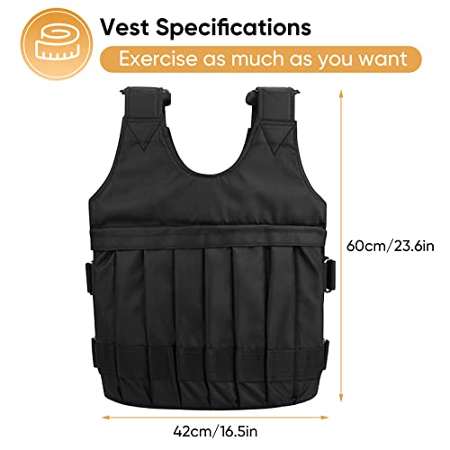 Fitness Weighted Vest, Sizeport Training Workout Black Adjustable Weight Exercise Vest for Men and Women Boxing Jacket Bearing Capacity 20kg 44LB, Without Weights