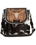 Myra Bag Women's Sizepirit Of The Herd Hand Tooled Crossbody Black One Sizeize