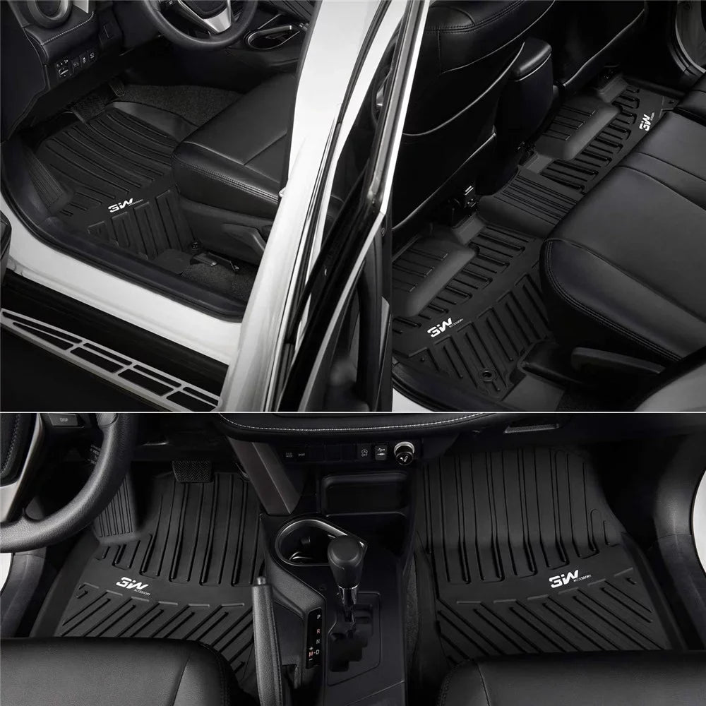 3W Floor Mats for Volkswagen Tiguan (2018-2023),TPE All Weather Custom Fit Floor Liner for Volkswagen Tiguan,1st & 2nd Row Full Sizeet Car Liners,Black