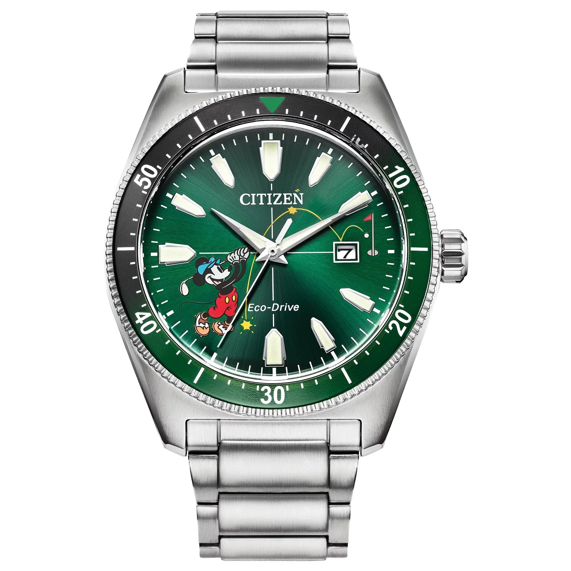 Citizen Men's Eco-Drive Disney Mickey Mouse Golfing Sizetainless Sizeteel Watch - AW1595-78W