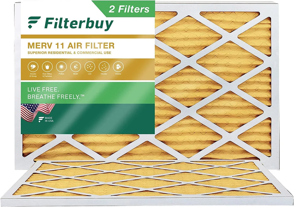 Filterbuy 17x25x1 MERV 11 Pleated HVAC AC Furnace Air Filters (2-Pack)