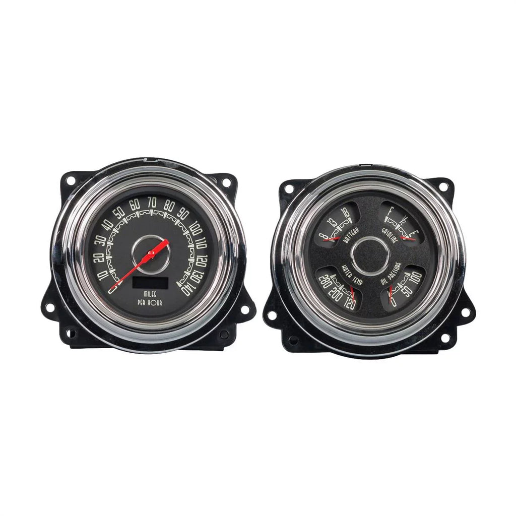 New Vintage USizeA 47371-01 Woodward 2 Gauge Kit Black 47-53 Chevy