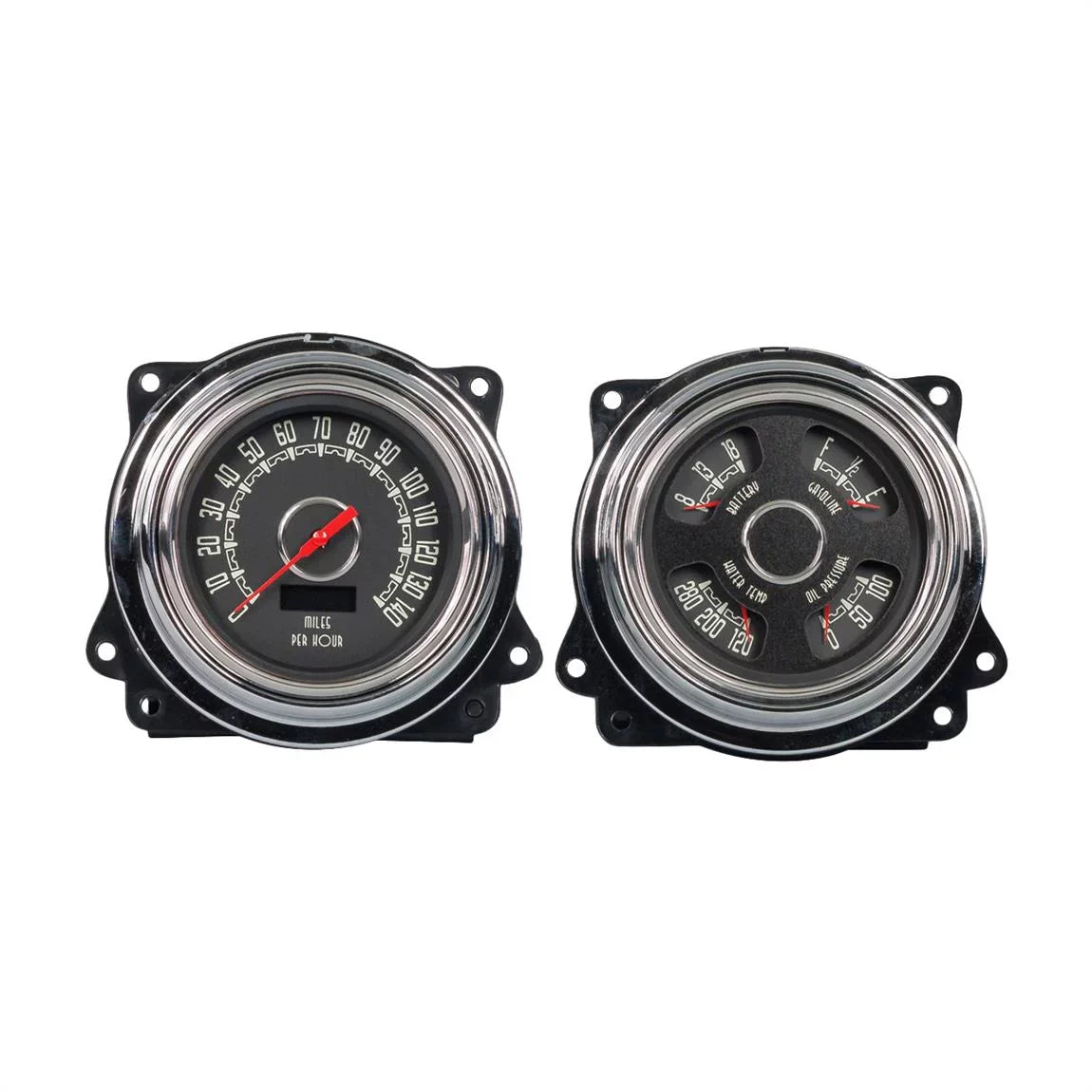 New Vintage USizeA 47371-01 Woodward 2 Gauge Kit Black 47-53 Chevy