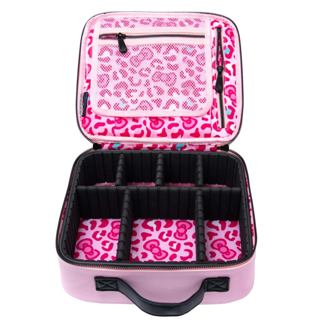 Impressions Vanity Hello Kitty Cosmetic Bag with Faux Leather, Travel Toiletry Bag (Pink Animal)