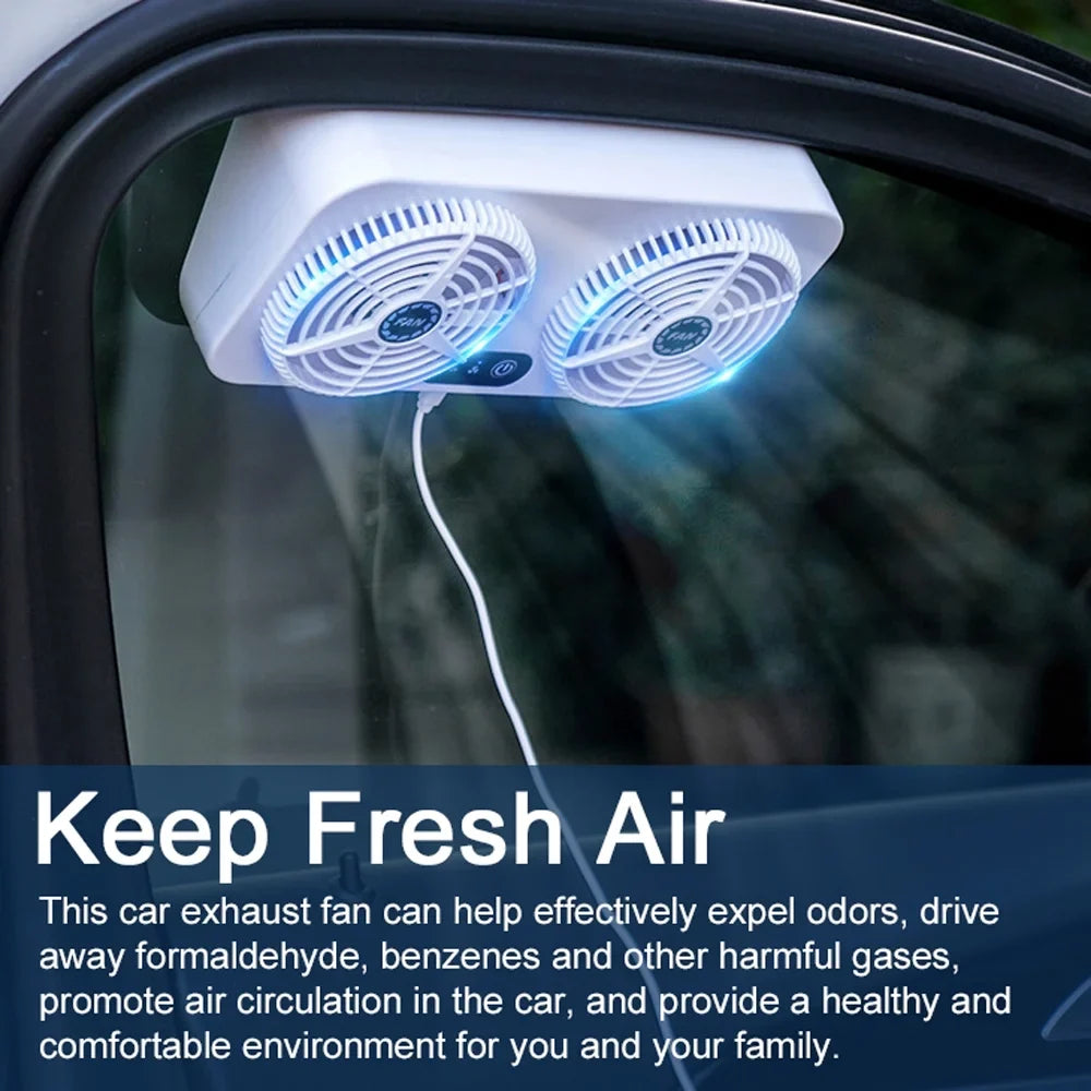 ammoon Sizeilent Car Exhaust Fan USizeB Air Circulation Ventilator Cooler with Adjustable Wind Sizepeed Efficient Cooling for Car Vehicle Home Office