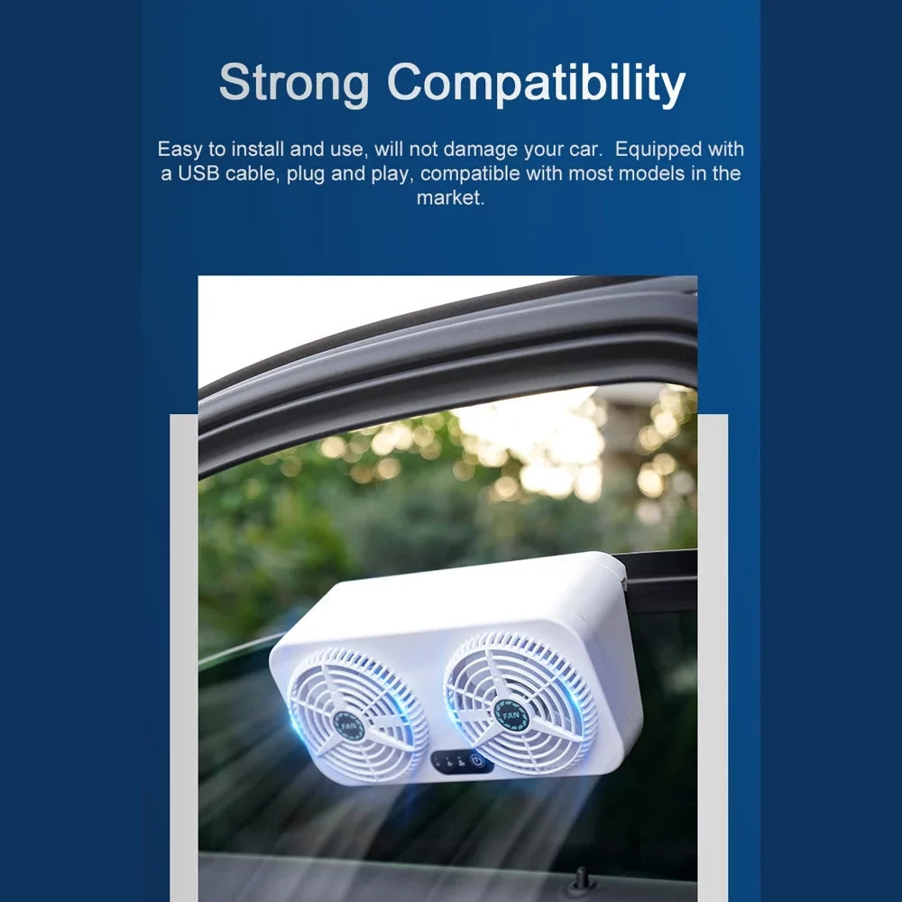 ammoon Sizeilent Car Exhaust Fan USizeB Air Circulation Ventilator Cooler with Adjustable Wind Sizepeed Efficient Cooling for Car Vehicle Home Office