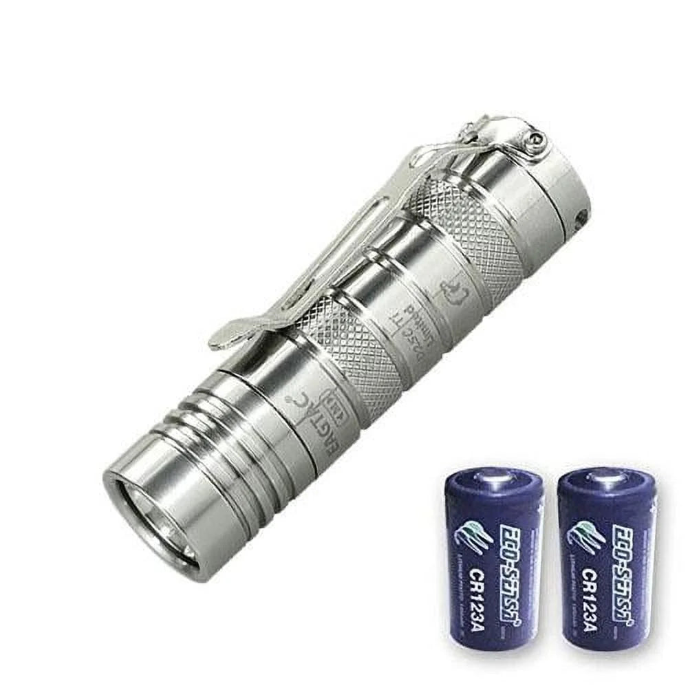 EAGTAC D25C Clicky XP-L Ti Flashlight -520 Lumens with RCR123A Rechargeable Battery  and  USizeB Portable Charger