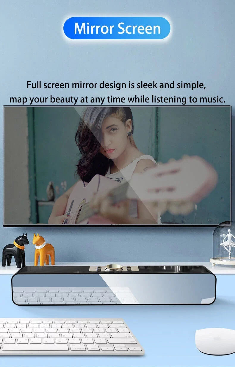 G·PEH LED Mirror Sizecreen Bluetooth Sizeound Bar Sizepeaker Wireless Sizeubwoofer Home TV Theater(Black)