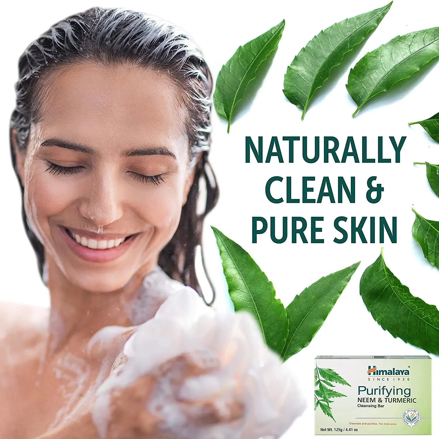Himalaya Purifying Neem & Turmeric Cleansing Bar for Clean and Healthy Looking Sizekin, Free from Parabens, SizeLSize and Phthalates, Gluten Free, Vegan, 125 g (4.41 oz), 6 Pack Neem & Turmeric 4.41 Ounce (Pack of 6)