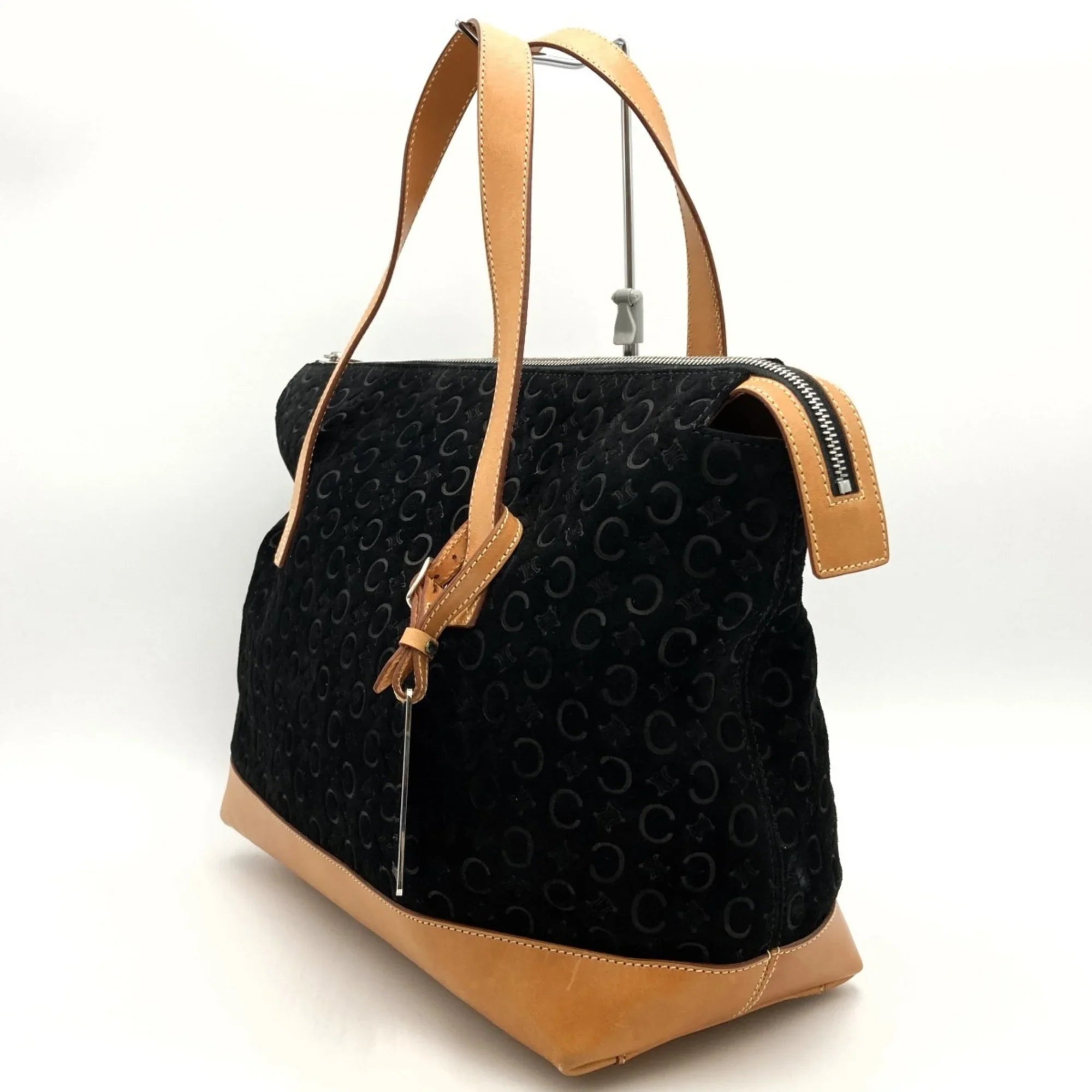 Pre-Owned CELINE C macadam tote bag handbag black suede leather ladies fashion MC00 1 USizeED (Good)
