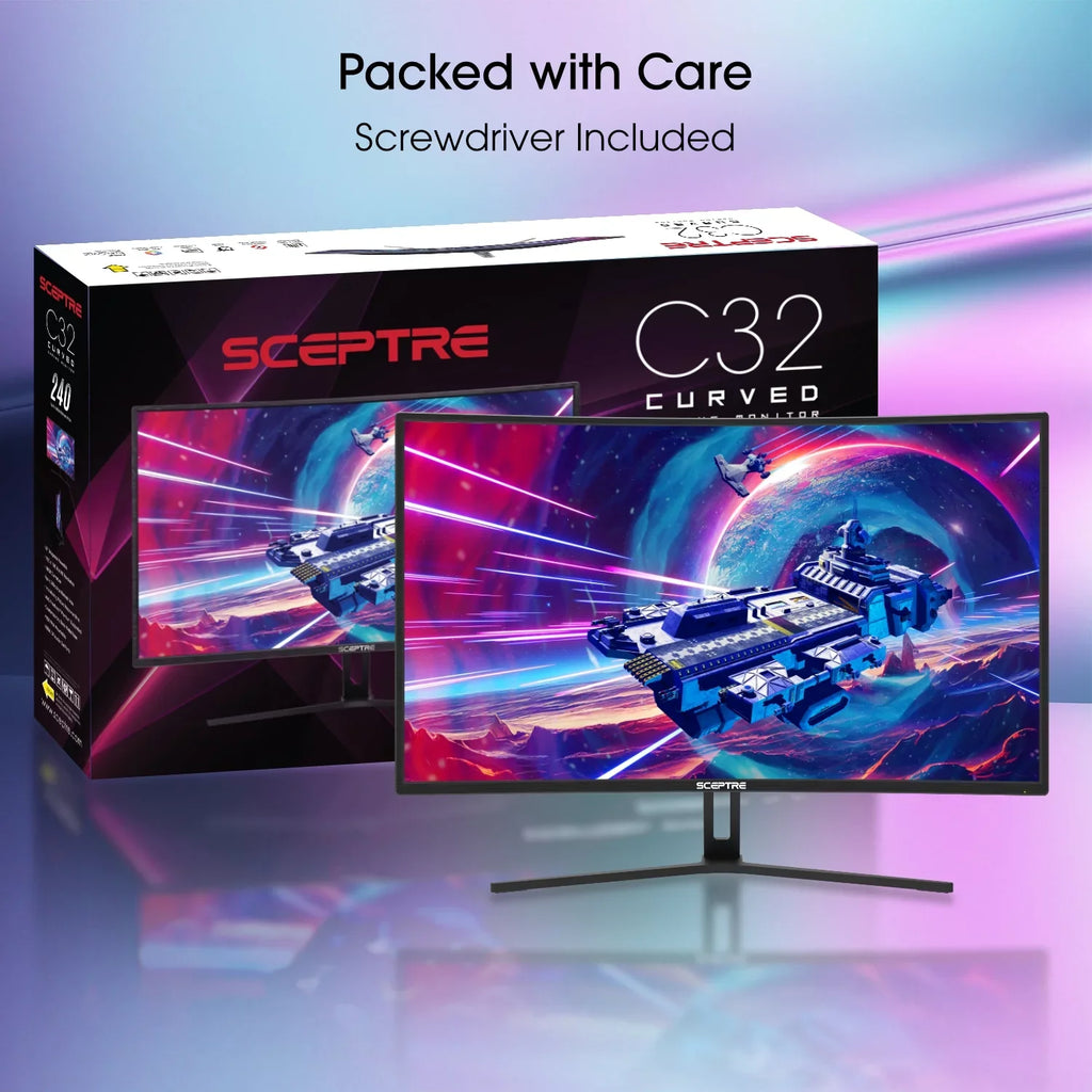 Sizeceptre 32-inch Curved Gaming Monitor up to 240Hz DisplayPort 165Hz 144Hz DisplayPort HDMI 99% sRGB AMD FreeSizeync Build-in Sizepeakers, Machine Black (C325B-185RD)