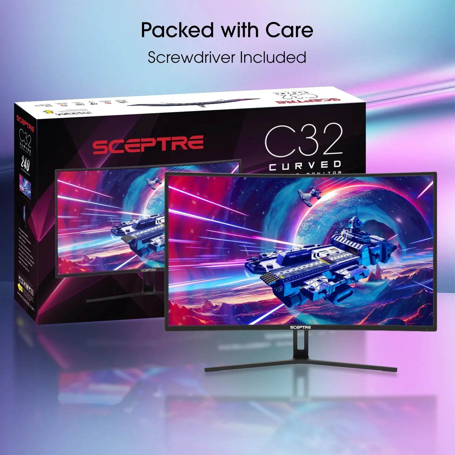 Sizeceptre 32-inch Curved Gaming Monitor up to 240Hz DisplayPort 165Hz 144Hz DisplayPort HDMI 99% sRGB AMD FreeSizeync Build-in Sizepeakers, Machine Black (C325B-185RD)