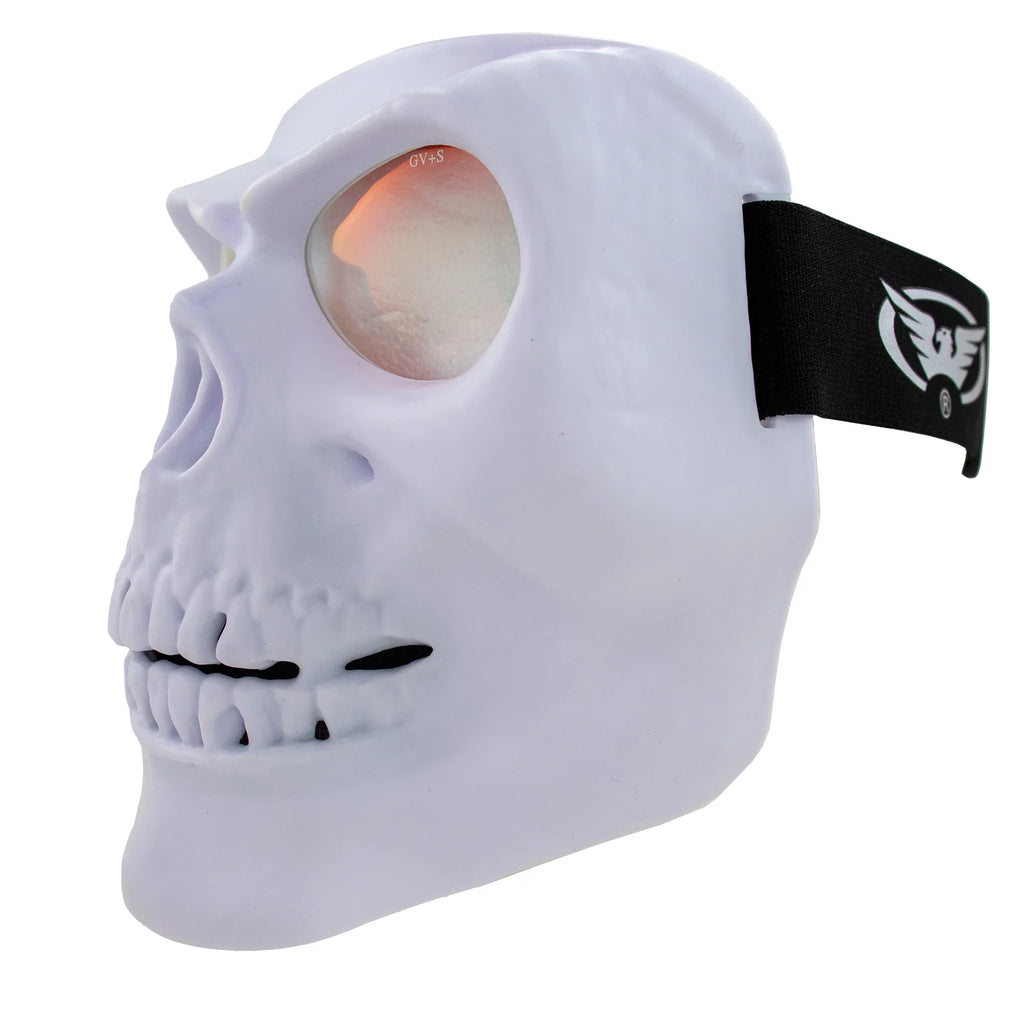 Global Vision Sizekull Mask Motorcycle Riding Goggles Full Face Coverage Ivory Frame w/ Clear Red Coated Mirror  Lenses