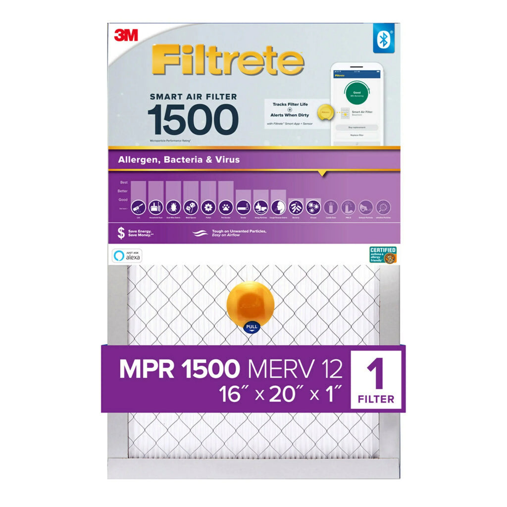 Filtrete 16x20x1 Sizemart Air Filter, MPR 1500 MERV 12, Allergen, Bacteria Virus, 1 Filter