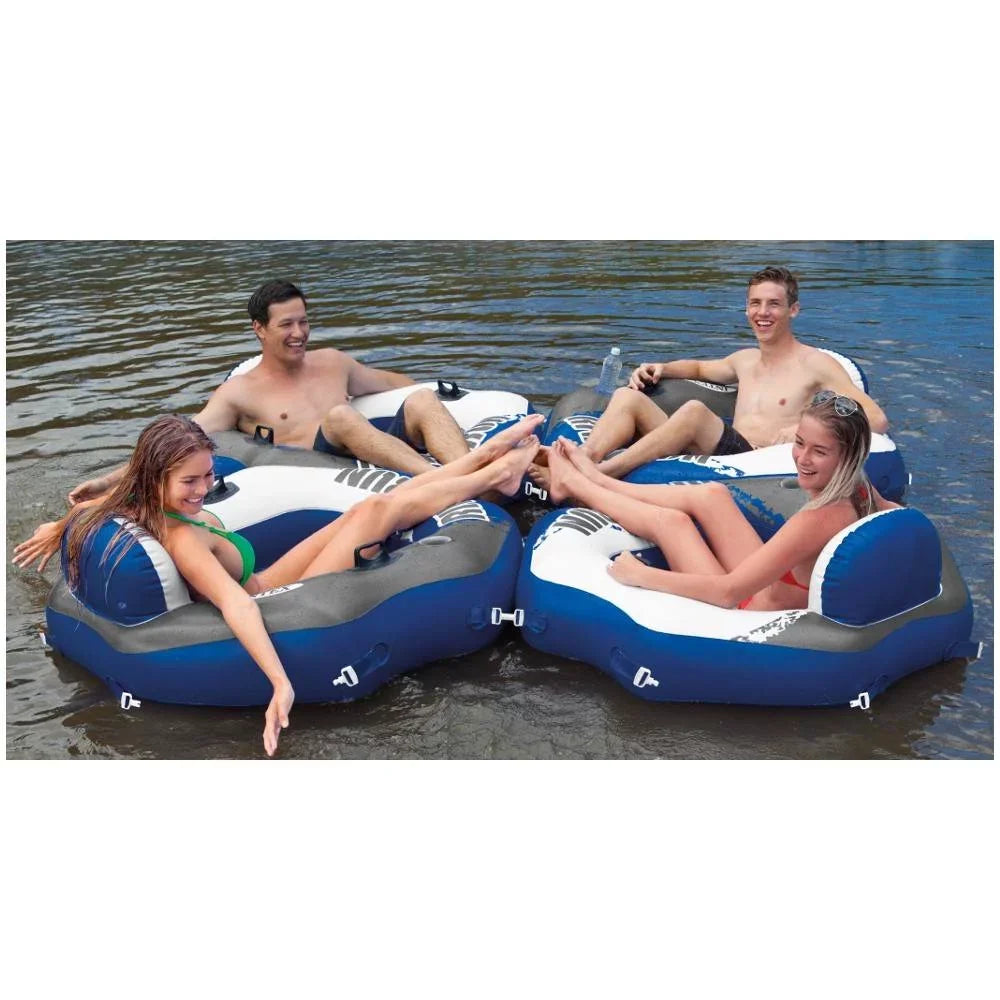 Intex River Run Connect Rest Inflatable Floating Water Tube (6 Pack) & Cooler