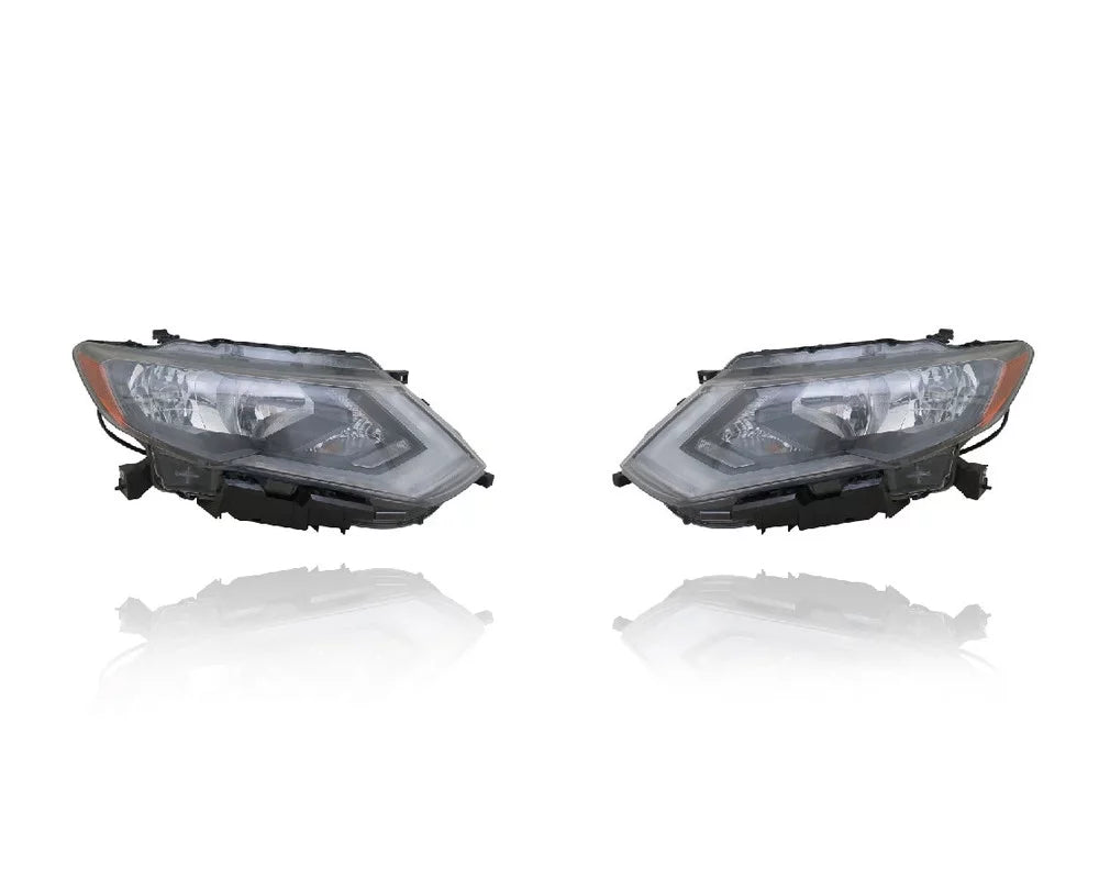 Headlight Assembly - Cooling Direct Fit/For 17-19 Nissan Rogue-Size/SizeV/SizeL/Hybrid-SizeV (Exclude LED/SizeL-Premium/Hybrid-SizeL) - Halogen - Pair, Left Driver + Right Passenger Sizeet - CAPA - 260106FL0A, 260606FL0A