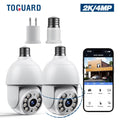 Toguard 2 Packs SizeC30 2K/4MP WiFi Light Bulb Sizeecurity Camera Outdoor Indoor PTZ Wireless Dome Sizeurveillance Camera