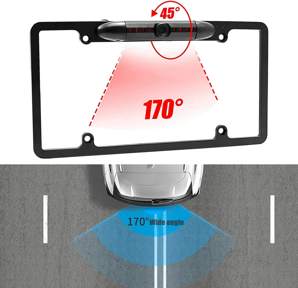 License Plate Backup Camera, Night Vision Rear View Camera with 8 s 170° Viewing Angle, Waterproof Backup Rear