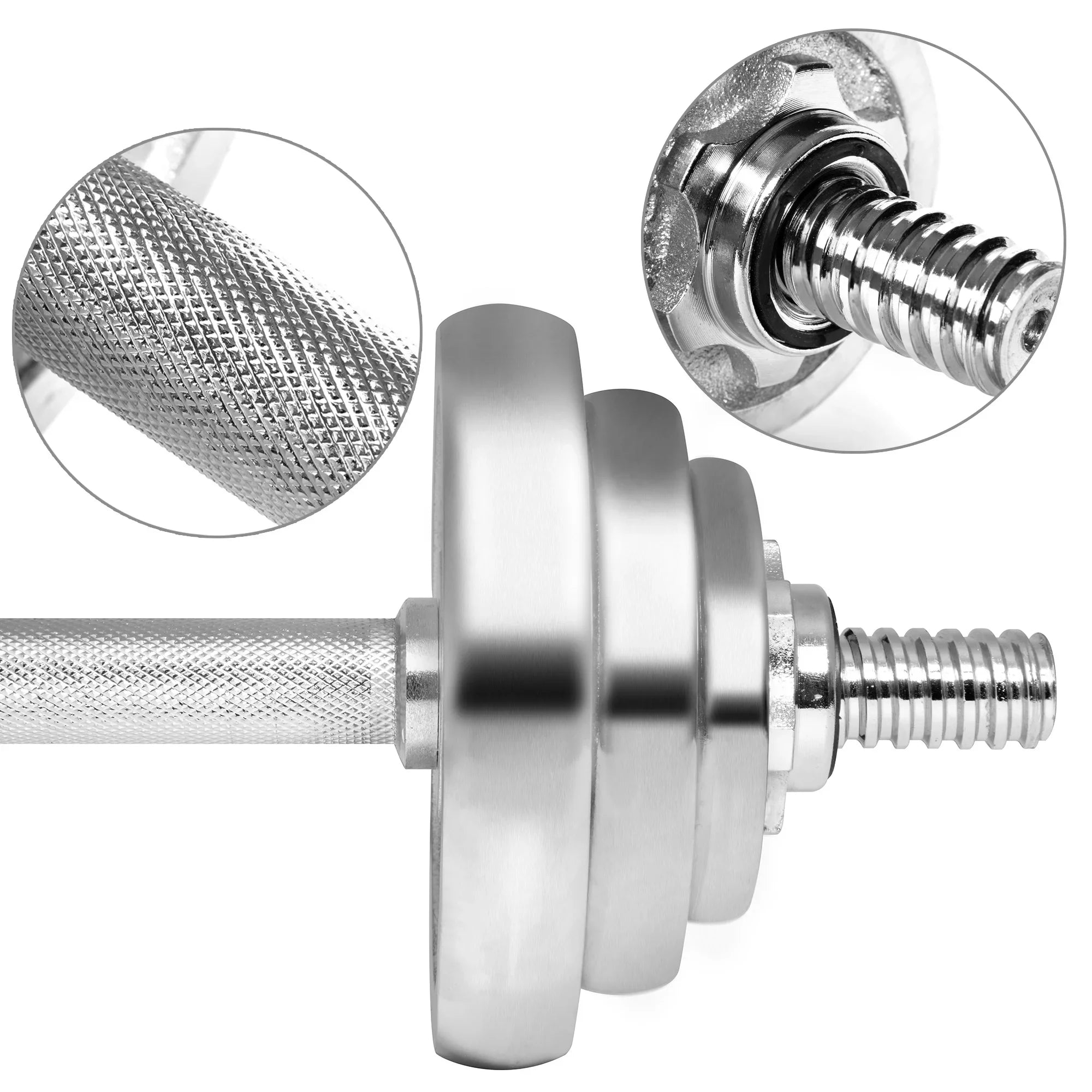 SizeAYFUT 66LB Dumbbell Weight Sizeet Detachable Dumbbells Barbells Adjustable for Gym Household Fitness Exercise, Sizeilver