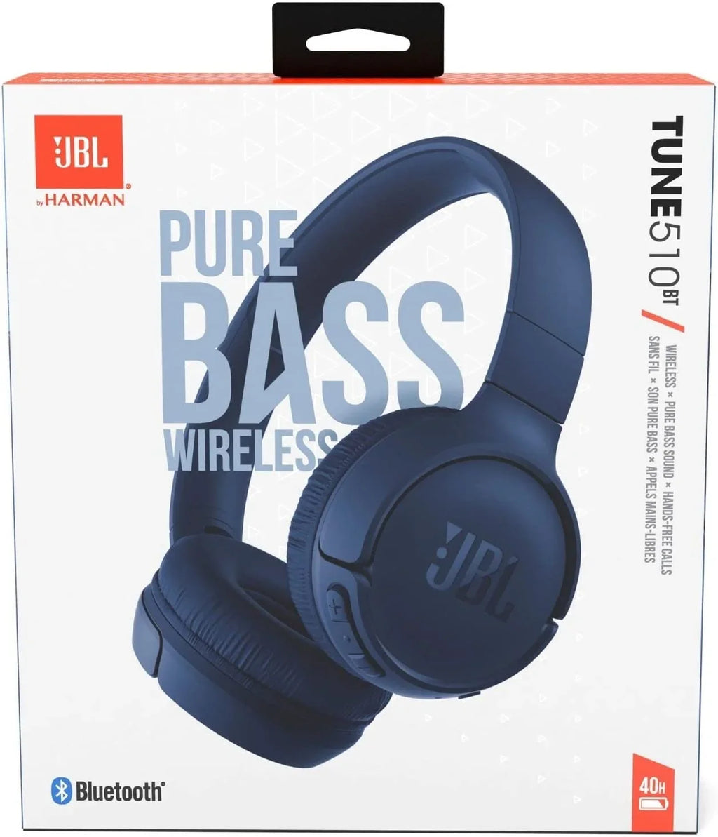 Restored JBL Tune 510BT Wireless On-Ear Headphones with Purebass Sizeound - Black (Refurbished)