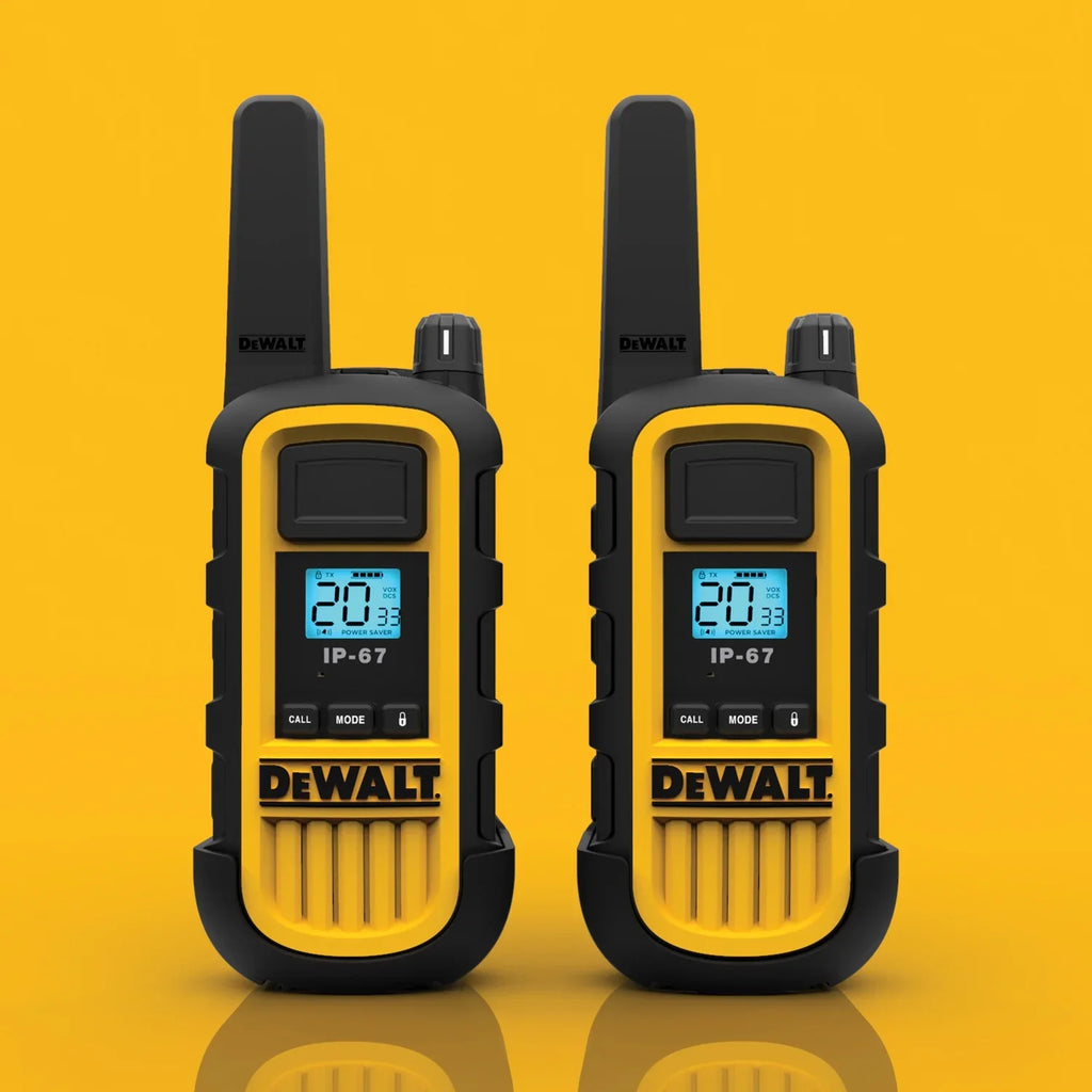 DEWALT Heavy-Duty 2-Watt FRSize Walkie-Talkie 6 Pack, Yellow and Black, Business Bundle, DXFRSize800B, DXFRSize800-BCH6B