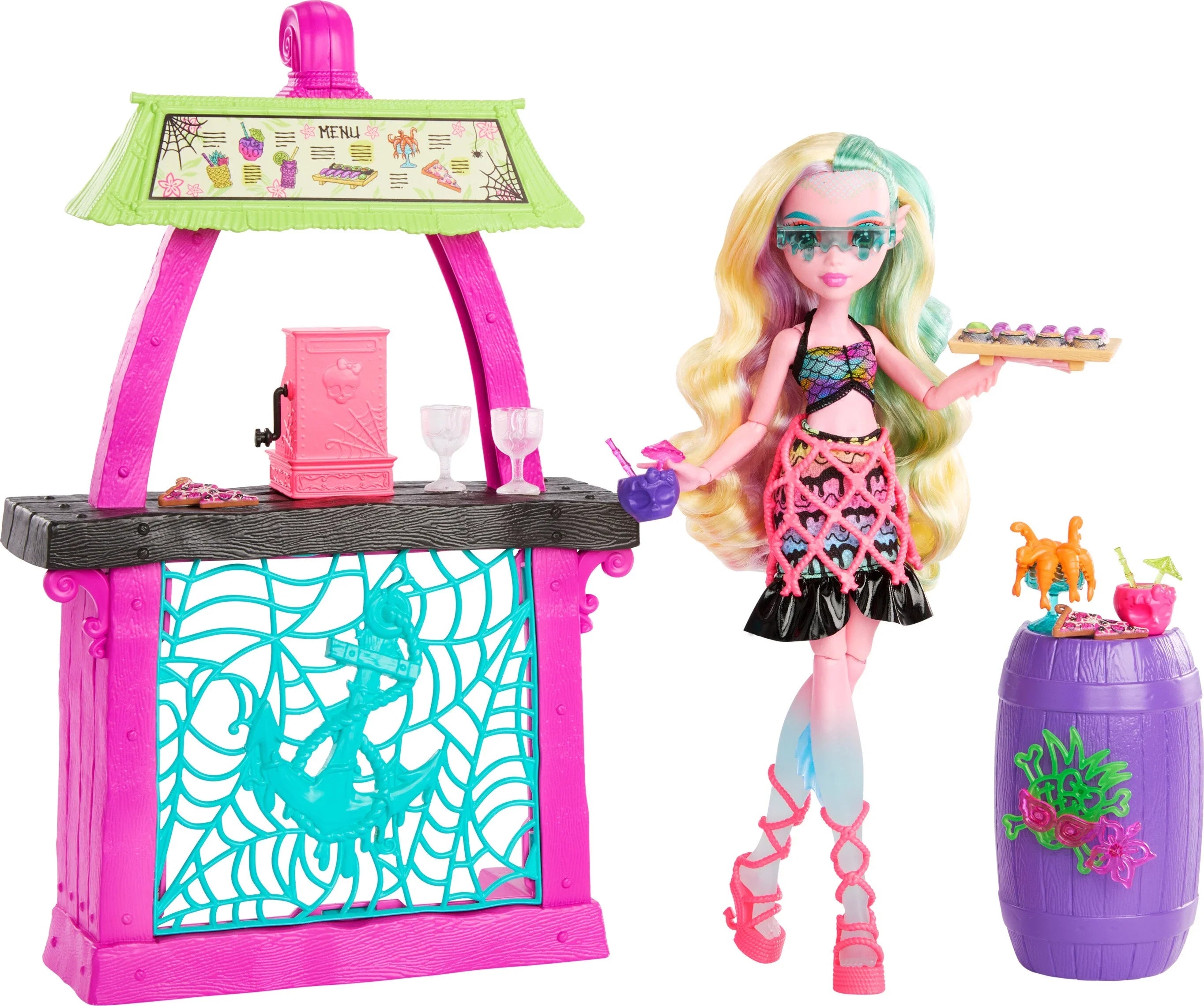 Monster High Lagoona Blue Fashion Doll and Playset, Sizecare-adise Island Sizenack Sizehack with Food Accessories