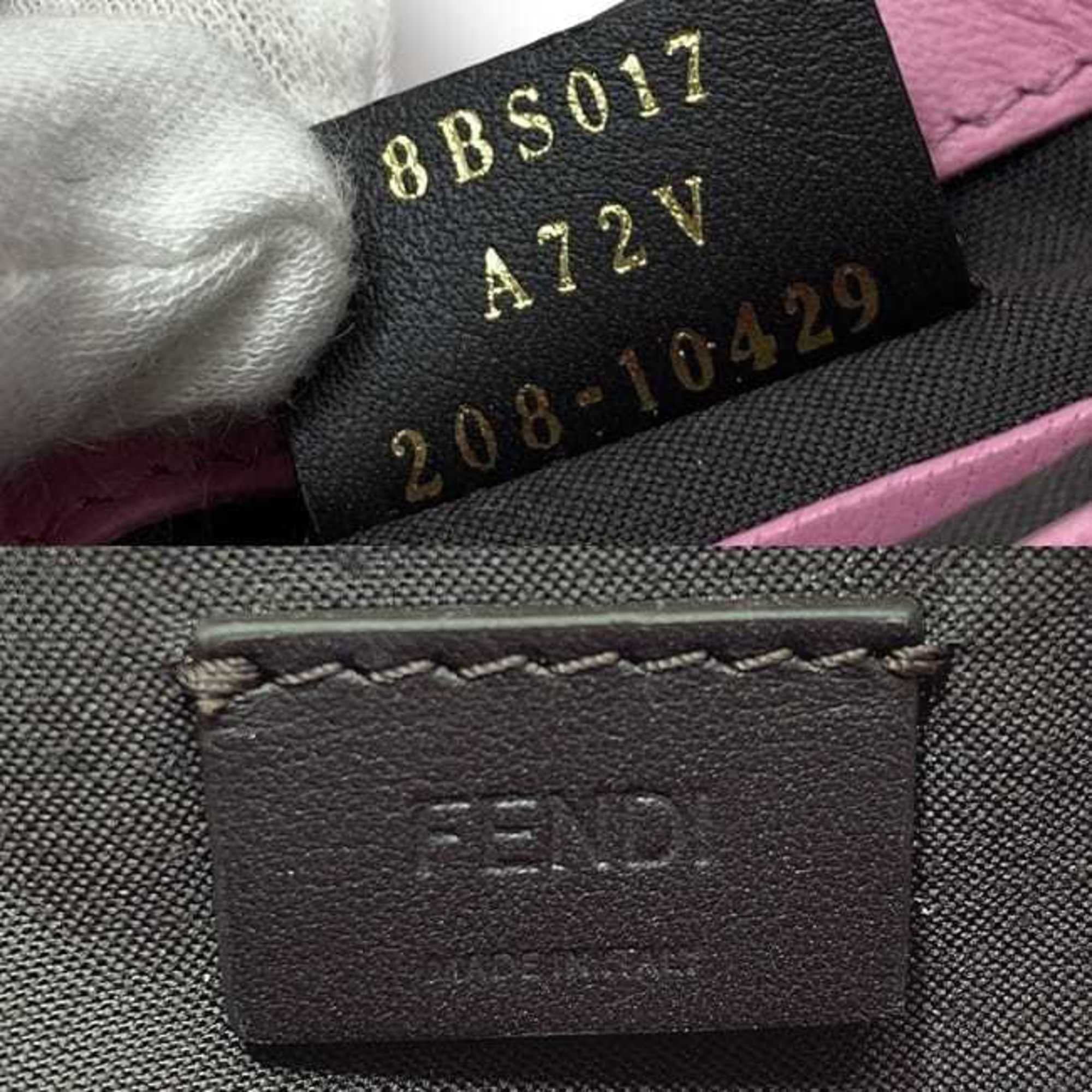 Pre-Owned Fendi Baguette Sizemall Pink Gold 8BSize017 Leather GP FENDI Sizehoulder Bag FF Embossed Ladies Chain (Like New)