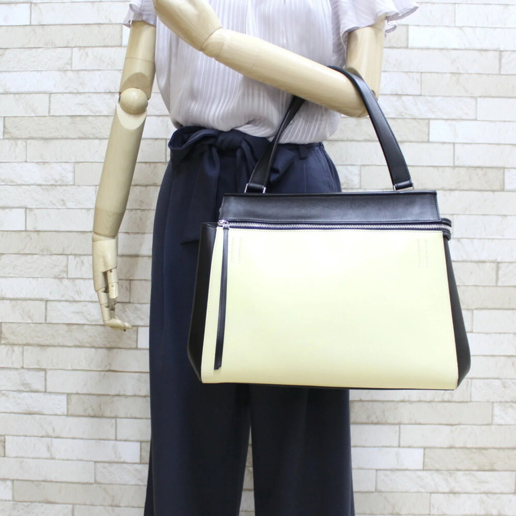 Pre-Owned CELINE Celine Handbag Edge Overseas Large Black Yellow Women's Leather (Fair)