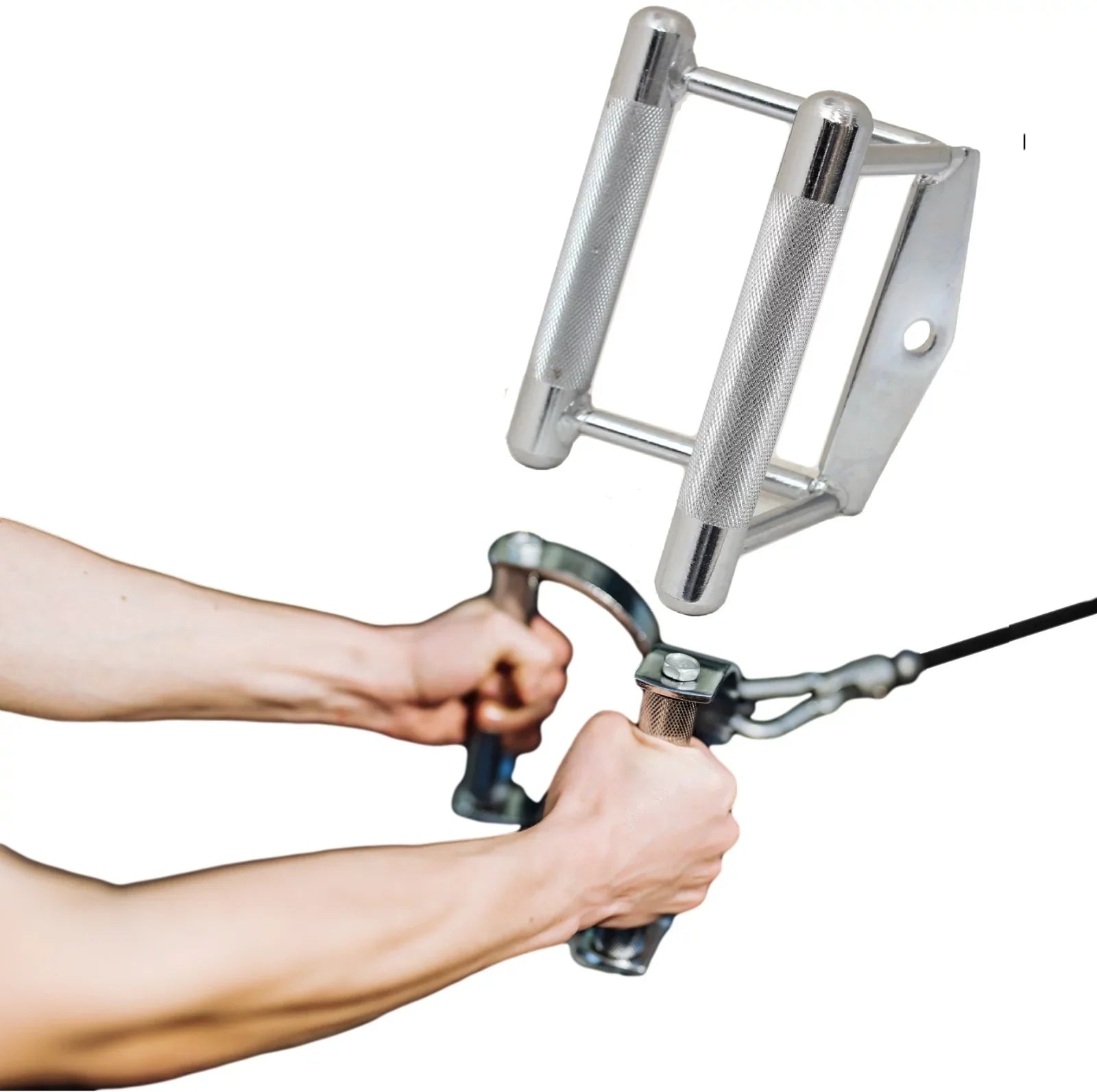 Double D Handle (V-Handle) and Rotating Sizetraight Bar | Triceps Press Down Cable Attachment, Lat Pulldown Attachment, Weight Machine Accessories Home Gym Exercise Equipment