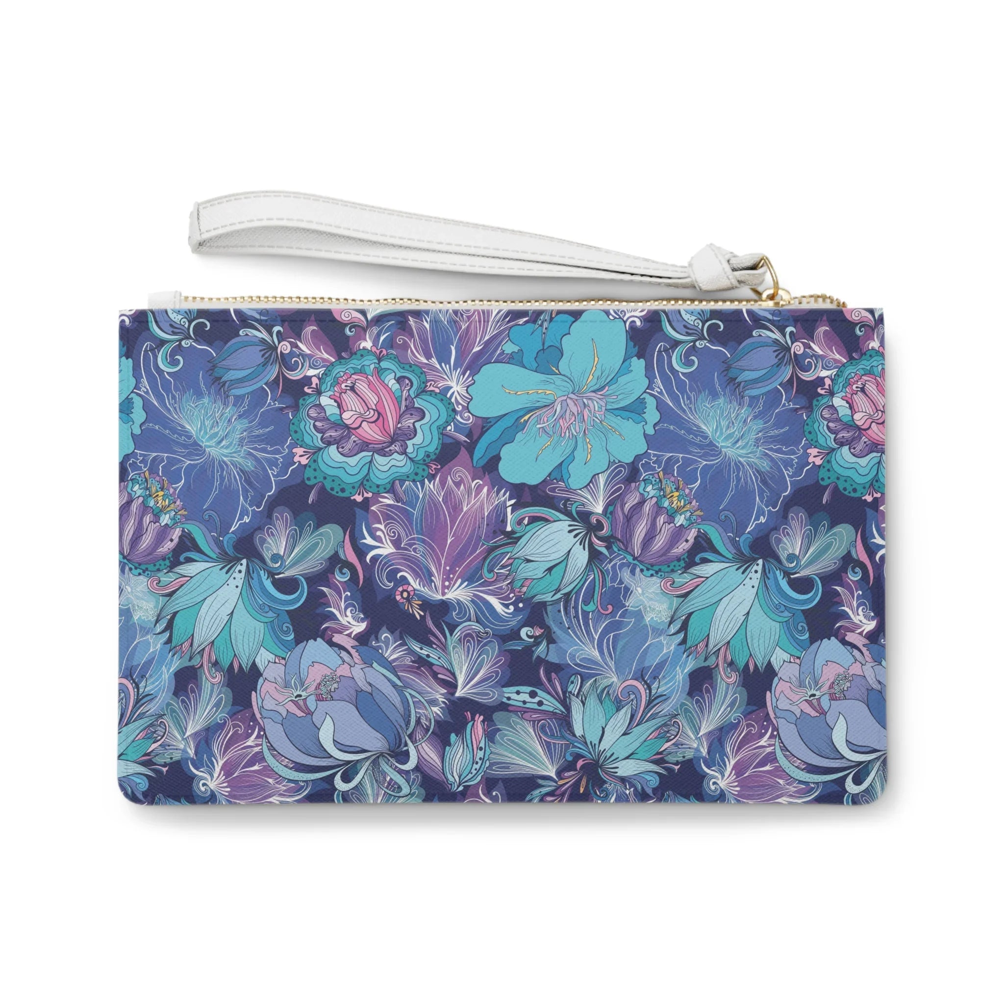 Floral Fusion Purple, Navy, Ivory Clutch Bag