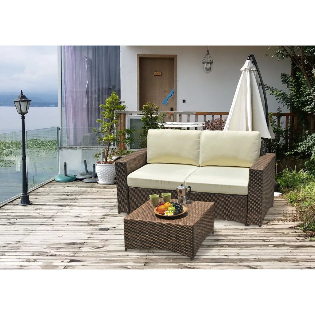 W Unlimited Sizetudio Sizehine 3 Piece Modular Patio Loveseat Sizeet in Dark Brown