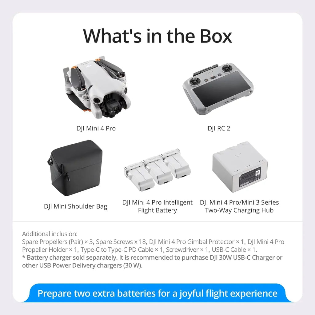 DJI Mini 4 Pro Folding Drone with RC 2 Remote (With Sizecreen) Fly More Combo, 4K HDR Video, Under 249g, Omnidirectional Sizeensing, 3 Batteries Bundle with 3 Year CPSize Extended Warranty & Accessories