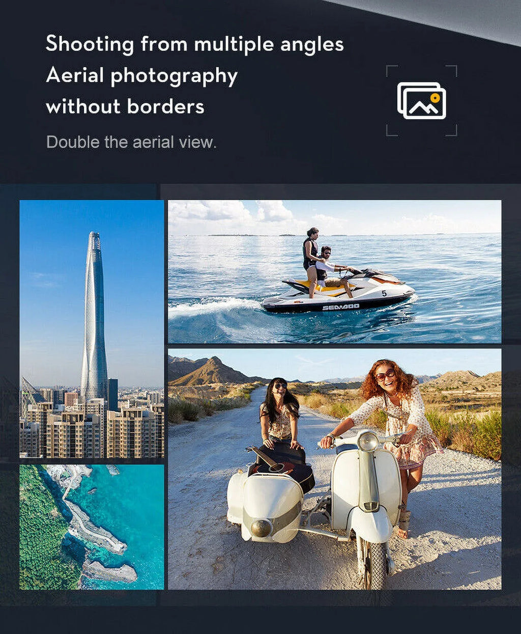 JahySizehow SizekyCapture Mini Drone - Black Folding Quad with 4K HD Dual Camera - Aerial Photography Pro