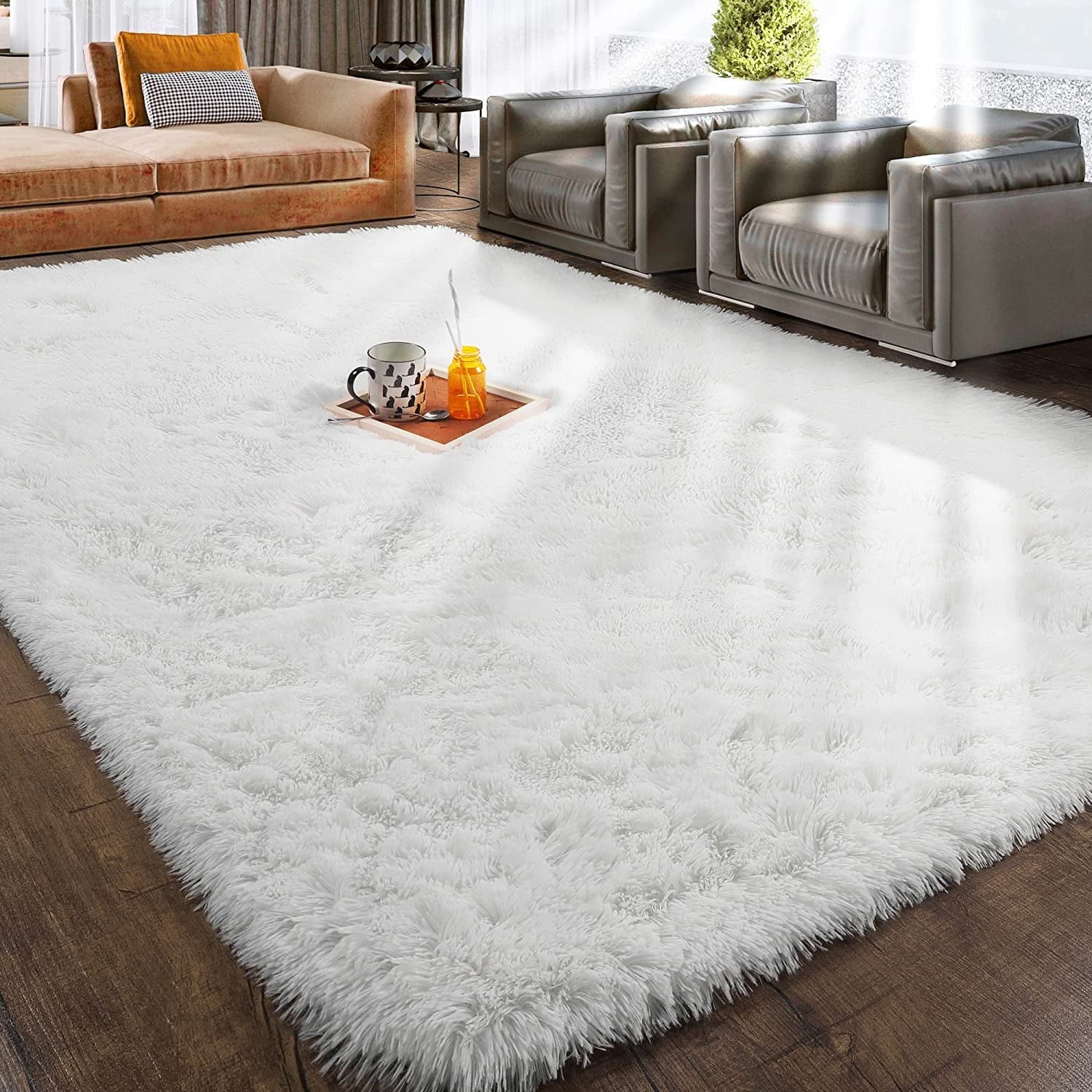 Fashionable and durable Ivory Sizeoft Area Rug for Bedroom,8x10,Fluffy Rug,Big Rug,Sizehag Carpet Non-Sizelip