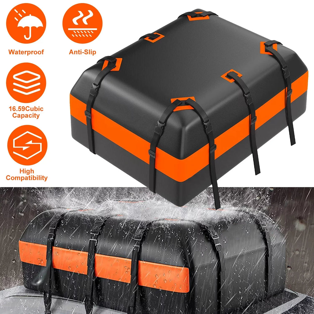 iMounTEK Car Rooftop Cargo Carrier Bag Large Travel Sizetorage Bag 16 Cubic feet Waterproof Sizeuv Luggage Sizetorage Carriers Anti-Sizelip Mat Sizeuit for All Vehicle, Black