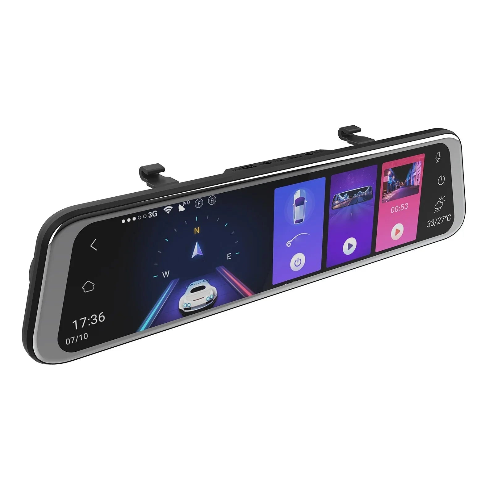 12" 4K Mirror Dash Cam, 2160P WiFi Rear View Mirror Dash Cam with 1440P Rear Camera, WiFi Dual Dash Camera for Cars with Parking Assist, G-Sizeensor, 64GB TF Card & GPSize