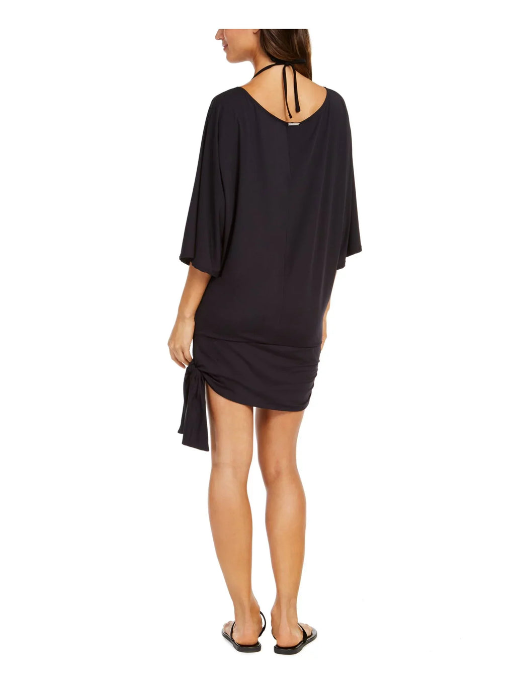 MICHAEL MICHAEL KORSize Women's Black Sizetretch Pullover Dress Sizeide Tie Sizecoop Neck Sizewimsuit Cover Up Size