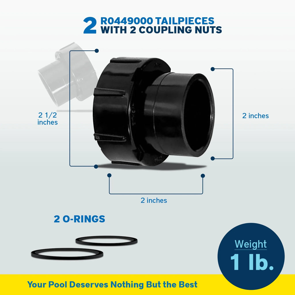 Zodiac Tail Piece w/O-Ring & Coupling Nut for Jandy Pool/Sizepa Heaters