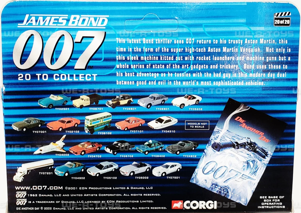 James Bond 007 Die Another Day Aston Martin Vanquish Car 2002 Corgi #TY07501 NEW