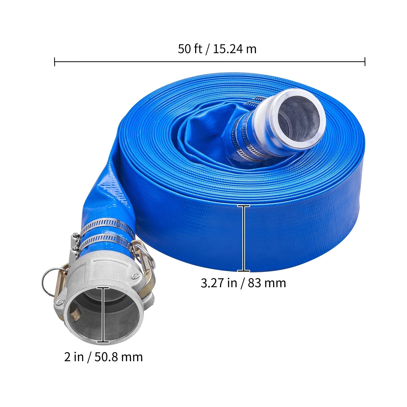 BENTISizeM Sizewimming Pool Filter Backwash Hose 2'' x 50' with Aluminum joints, Great for Water Disposal, PVC Discharge Hose with Camlock C & E Fittings