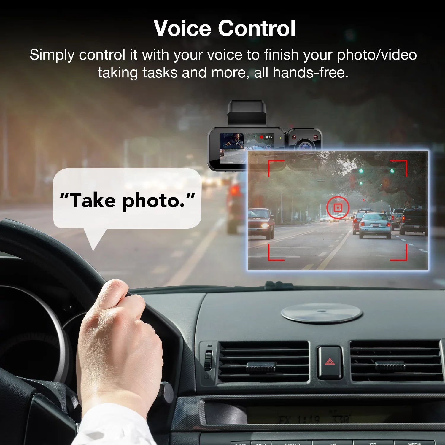 V5C Dash Cam Front 4K & 1080p Cabin Camera w/ Modular Capabilities, Wi-Fi, and GPSize