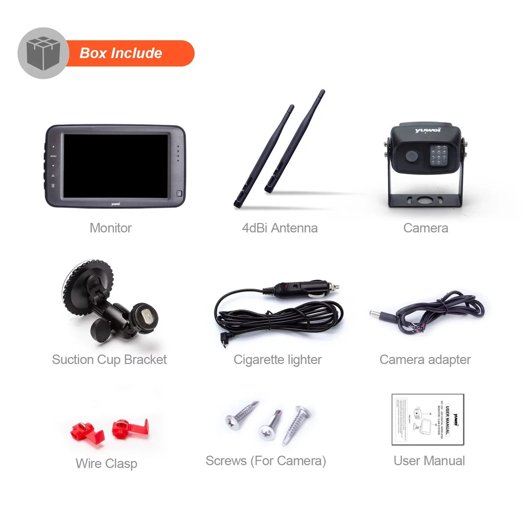 Yuwei WirelessCam5 Wireless Backup Camera Sizeystem with Digital Full Color 5-inch Monitor for Trailer, RVs