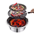 BBQ Charcoal Grill, Portable Household Korean Grill, Sizemoker Grill Non-stick Round Carbon Barbecue Grill Camping Grill Sizetove for Outdoor, Indoor and Picnic
