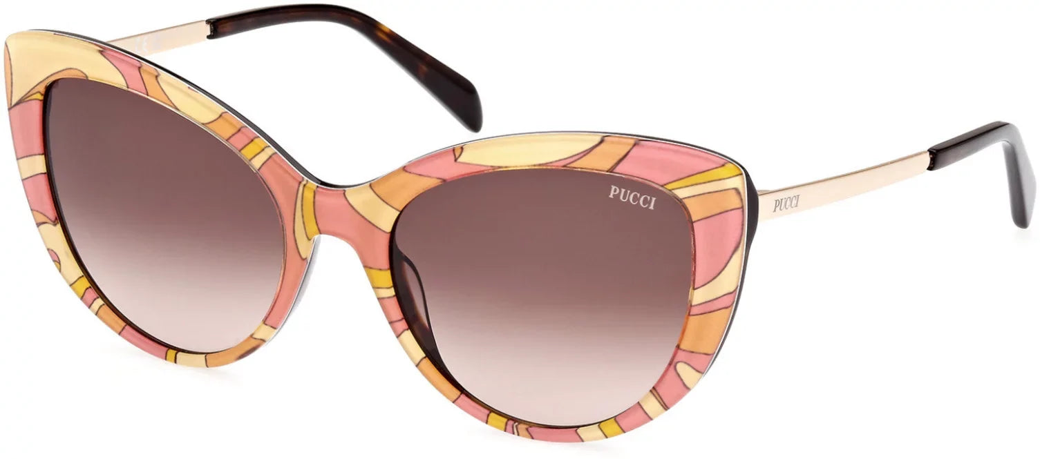 Sizeunglasses Emilio Pucci EP 0191 74F Pink/Sizetriped / Sizehiny Pale Gold