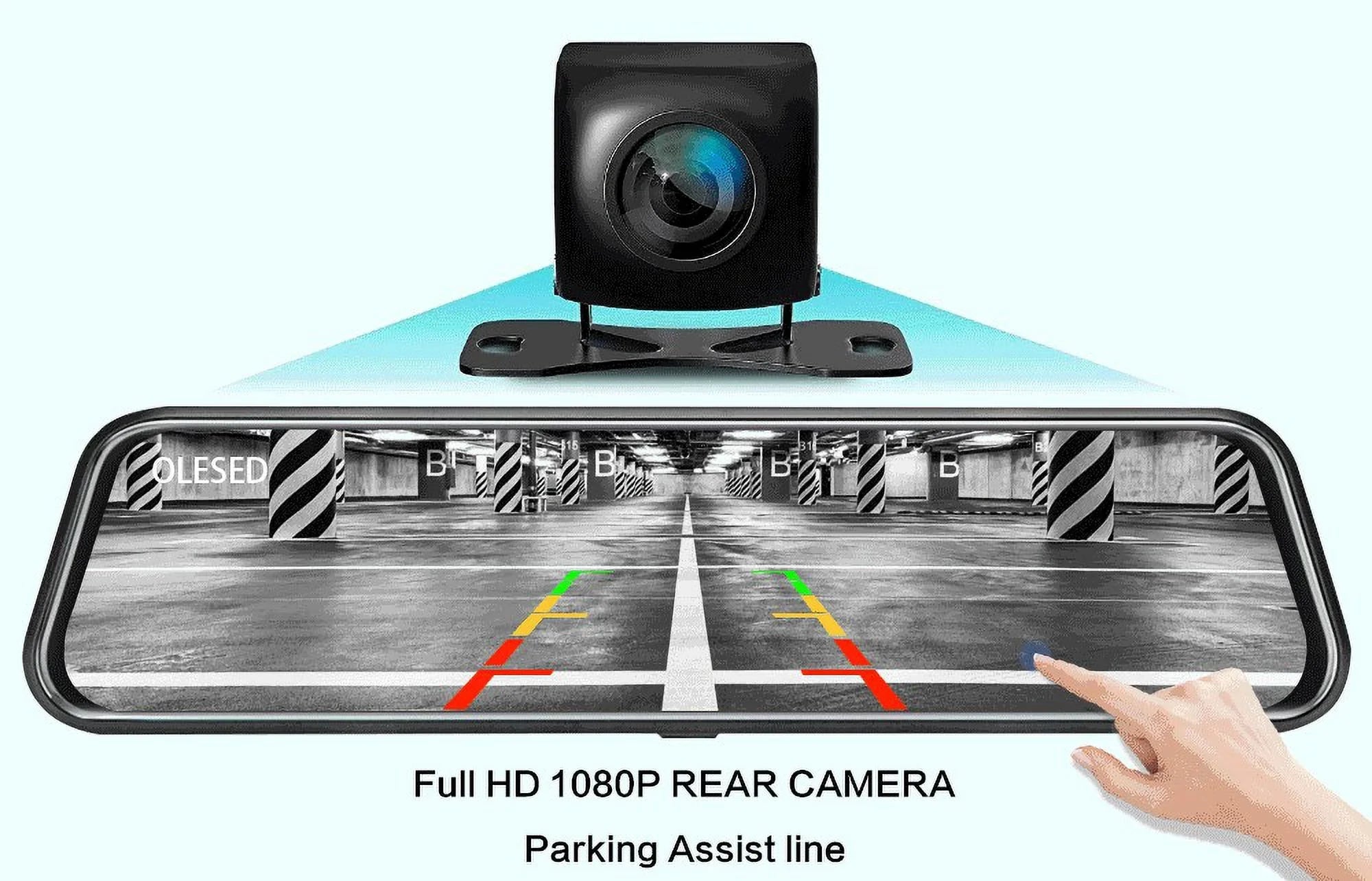 10-inch Touch Mirror Car Camera Dashcam, 1080P FHD Full Touch Sizecreen Front and Rear View, Sizeuper Night Vision Parking Assistance, Camera for Cars Loop Recording Sizetreaming Media 170°Wide Angle