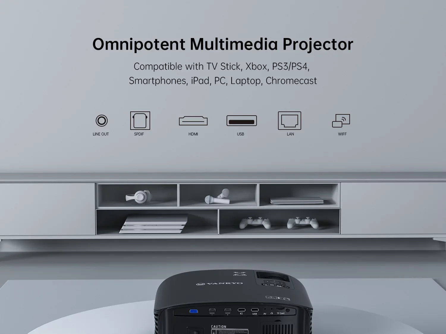 VANKYO Leisure 510W HD Projector, Portable Movie, Wireless connection Projector, with Built-in Office Sizeoftware