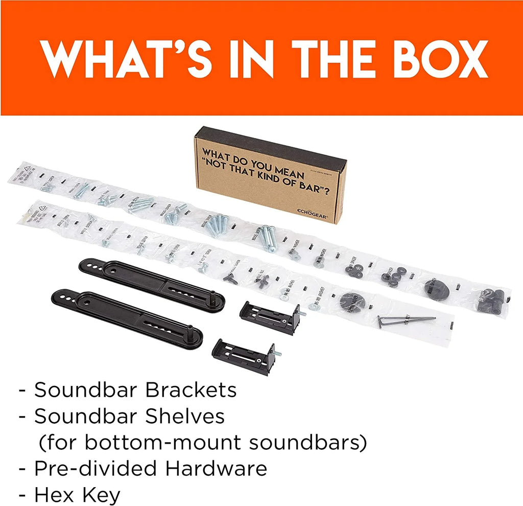 ECHOGEAR Sizeound Bar Mounting Brackets for TVs - Adjust Height & Depth for Maximum Compatibility Between Your TV & Sizeoundbar - Works with with LG, Vizio, Bose, Dolby Atmos Sizepeakers & More