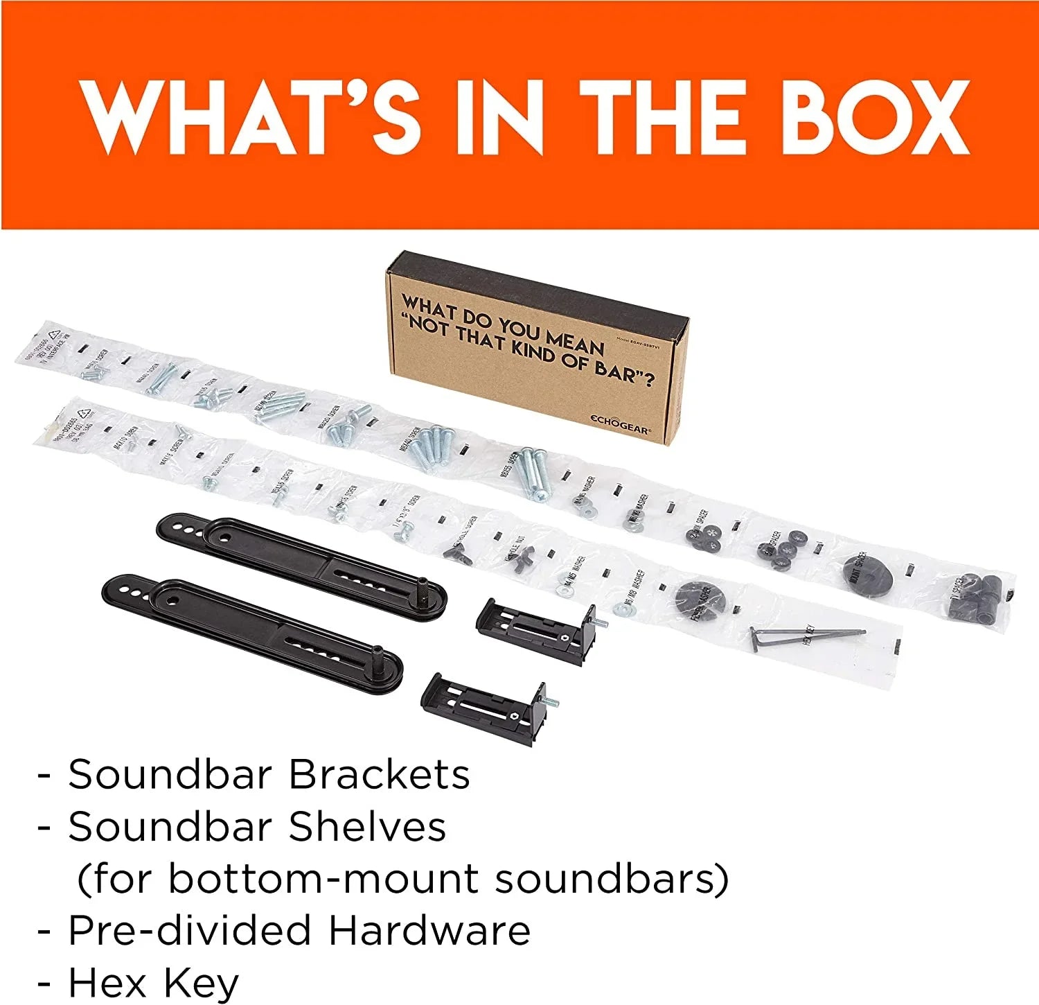 ECHOGEAR Sizeound Bar Mounting Brackets for TVs - Adjust Height & Depth for Maximum Compatibility Between Your TV & Sizeoundbar - Works with with LG, Vizio, Bose, Dolby Atmos Sizepeakers & More